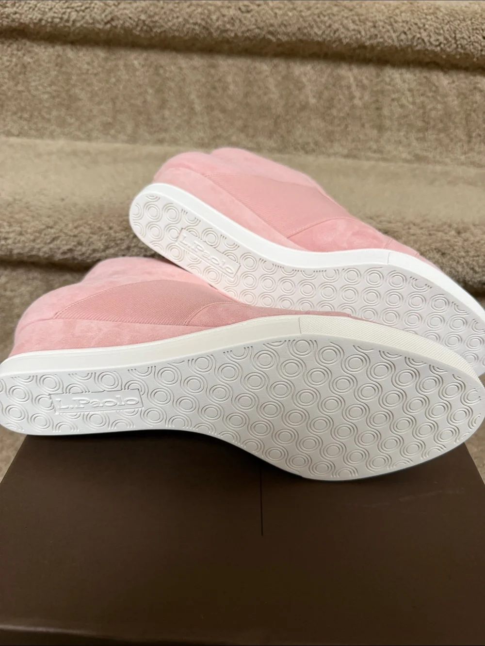 Paolo Pink Suede Ankle Booties with White Sole